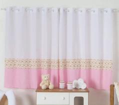 Cortina Para Quarto De Bebe 2,00m x 1,60m Rosa Imperial