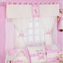 Cortina para Quarto de Bebê Babi Rosa 07 peças - Coleção Luxo