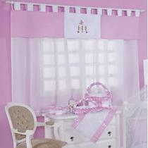 Cortina Para Quarto de Bebê Manu Rosa 03 peças - Coleção Encanto Cortina Para Quarto de Bebê Manu Rosa 03 peças - Coleção Encanto