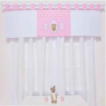 Cortina Para Quarto de Bebê Petit Rosa 03 Peças - Coleção Slim - Happy Baby