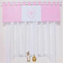 Cortina Para Quarto de Bebê Realeza Rosa 03 Peças - Coleção Slim - Happy Baby