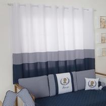 Cortina Para Quarto De Bebê Urso Príncipe Azul Marinho