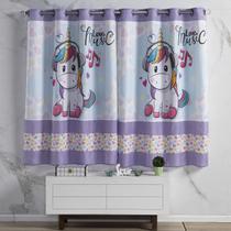Cortina para Quarto Donuts Unicórnio Lilás/Rosa 2,00m x 1,50m - Para Varão Simples Cortina para Quarto Donuts Unicórnio Lilás/Rosa 2,00m x 1,50m - Para Varão Simples