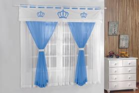 Cortina para Quarto Infantil - 2,00 x 1,80 - Coroa Azul