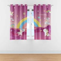 Cortina para Quarto Infantil Unicornio 2,20m x 1,40m - Quartinhos