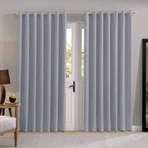 Cortina Para Quarto Semi-Blecaute Tecido Liso 2,60 x 2,30 Corta Luz 70% Titânio Bella Janela