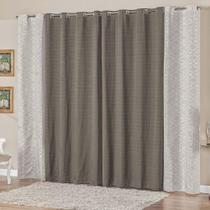 Cortina para Sala 4,40m X 2,50m Rústica com Jacquard Provence - Chumbo - Rosdry Enxovais