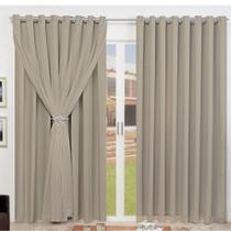 Cortina para Sala Blackout Tecido com Voial + Presilha Cromada 4,00m X 2,60m Moderna - EMPÓRIO LUZ ENXOVAIS