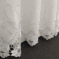 Cortina Para Sala De Linho Bordado Guipir Com Forro Microfibra 3,00x2,60