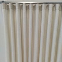 Cortina Para Sala De Voil Linho Com Forro Trilho Wave Suiço 4,00x2,60
