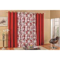 Cortina Para Sala E Quarto Floratta 02 Metros - Vermelho