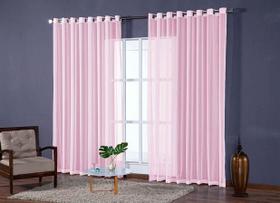 cortina para sala em tecido voal liso rose 3,00x2,80