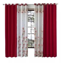 Cortina Para Sala Estampada Vermelha 3,00x2,50 Peru Sultan