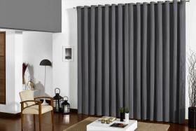 Cortina Para Sala Quarto Blackout Corta Luz com Ilhós 280x250 Cinza
