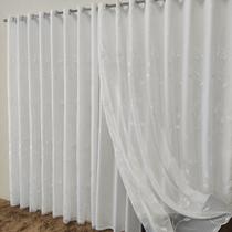 Cortina Para Sala Quarto Bordado Voal Voil Com Forro Microfibra 4,00x2,80 Cortina Para Sala Quarto Bordado Voal Voil Com Forro Microfibra 4,00x2,80
