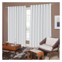 Cortina Para Sala Quarto Corta Luz 2,60 x1,70 m Liso Branco Com Ilhós