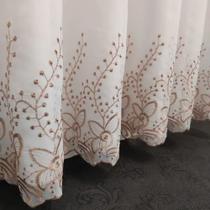 Cortina Para Sala Quarto Porta Janela Voil Bordada Com Forro Microfibra Sala 5,00x2,60