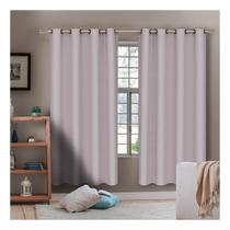 Cortina Para Sala Quarto Rústica Veneza 2,60 x 1,70 m Cinza Com Ilhós