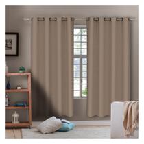 Cortina Para Sala Quarto Rústica Veneza 2,60 x 2,30 m Castor Com Ilhós