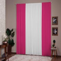 Cortina Para Sala Quarto Versátil 4,00X2,80 Pink Branco