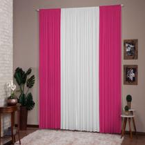 Cortina Para Sala Quarto Versátil 4,00X2,80 Pink Branco
