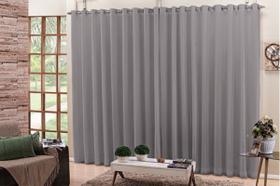 cortina para sala quarto voal liso cinza 4,00x2,50