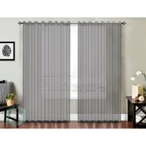 cortina para sala quarto voal liso cinza 4,00x2,80