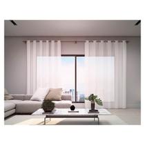 Cortina Para Sala Quarto Voil Sem Forro 2,80 x 1,70 m Branco Com Ilhós