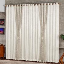 Cortina para Sala Super Luxo Xale Brilhante Forro Cetim Amassado Onix 2,0m x 1,70m Palha