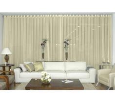 Cortina Para Sala Tecido Voil Ilhós Cromado Bege 6,00x2,80m Cortina Para Sala Tecido Voil Ilhós Cromado Bege 6,00x2,80m