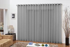 cortina para sala voal xadrez cinza 3,00x2,80