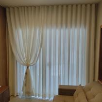 Cortina Para Sala Wave Trilho Suiço Voil Linho E Forro Microfibra 6,00x2,60