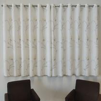 Cortina Para Suíte Quarto Voal Bordada Floral Com Forro Luxo 3,00x1,80