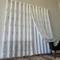 Cortina Para Suíte Sala Quarto Bordada Fendi Com Forro Microfibra 4 Metros Com Altura Personalizável Cortina Para Suíte Sala Quarto Bordada Fendi Com Forro Microfibra 4 Metros Com Altura Personalizável