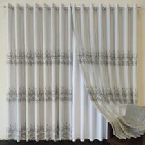 Cortina Para Suíte/Sala Voil Bordada Com Forro Mcirofibra 10,00x2,50 Luxo Cortina Para Suíte/Sala Voil Bordada Com Forro Mcirofibra 10,00x2,50 Luxo