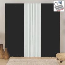 Cortina para Trilho Comum Composê Jacquard 4,00m x 2,60m Sala Quarto - Preta