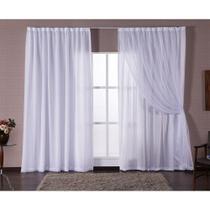 Cortina para Trilho Tradicional 3,00 x 2,60m Verona Voil e Forro - Branco