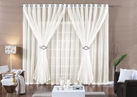 Cortina para varao 3,00m x 2,80m tecido voal na cor palha Paula Cortina para varao 3,00m x 2,80m tecido voal na cor palha Paula