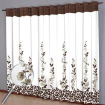 Cortina para Varão Donna 300x240 cm Luxo Valência Marrom e Bege Cortina para Varão Donna 300x240 cm Luxo Valência Marrom e Bege