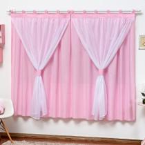 Cortina Para Varão Quarto Bebe Criança Menina Rosa 2,00X1,70 Cortina Para Varão Quarto Bebe Criança Menina Rosa 2,00X1,70