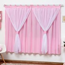 Cortina Para Varão Quarto Bebe Criança Menina Rosa 2,00X1,70 Cortina Para Varão Quarto Bebe Criança Menina Rosa 2,00X1,70
