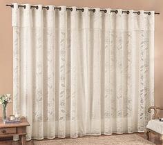 Cortina para varão simples tecido renda 2,00 x 2,50 luna - palha - Rose Jordão cortinas