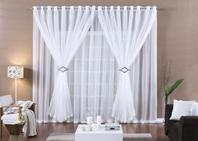 Cortina para varao tecido voal branco 3,00m x 2,80m ilhos Paula Cortina para varao tecido voal branco 3,00m x 2,80m ilhos Paula