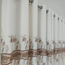Cortina Para Varão Voil Linho Bordado Guipir Forrada 3,00x1,60