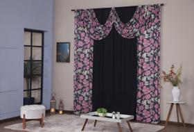 Cortina Paris 4,00 x 2,80 Sala Quarto Porta Balcão Bando Estampado Malha Gel Varão Simples