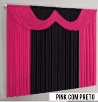 Cortina Paris Para Quarto Ou Sala 2,00 X 1,70 Pink Preto