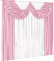 Cortina Paris Pra Janela Sala E Quarto Com Bando 2,00 X 1,70 rosa branco - FLorenza Enxovais Cortina Paris Pra Janela Sala E Quarto Com Bando 2,00 X 1,70 rosa branco - FLorenza Enxovais