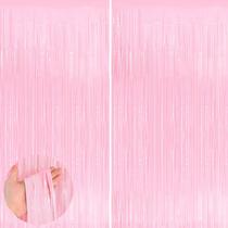 Cortina Party Streamers Foil Fringe, pacote com 2 unidades, rosa pastel