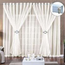 Cortina Paula 3,00M X 2,80M Palha Para Trilho Comum Tecido Voal Leve Clean Cortina Paula 3,00M X 2,80M Palha Para Trilho Comum Tecido Voal Leve Clean