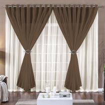 Cortina Paula 3,00M X 2,80M Tabaco Tecido Voal Leve Clean Para Sala Ou Quarto Cortina Paula 3,00M X 2,80M Tabaco Tecido Voal Leve Clean Para Sala Ou Quarto